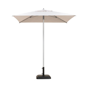 Palm Beach square outdoor umbrella with a whitewashed coloured canopy. 