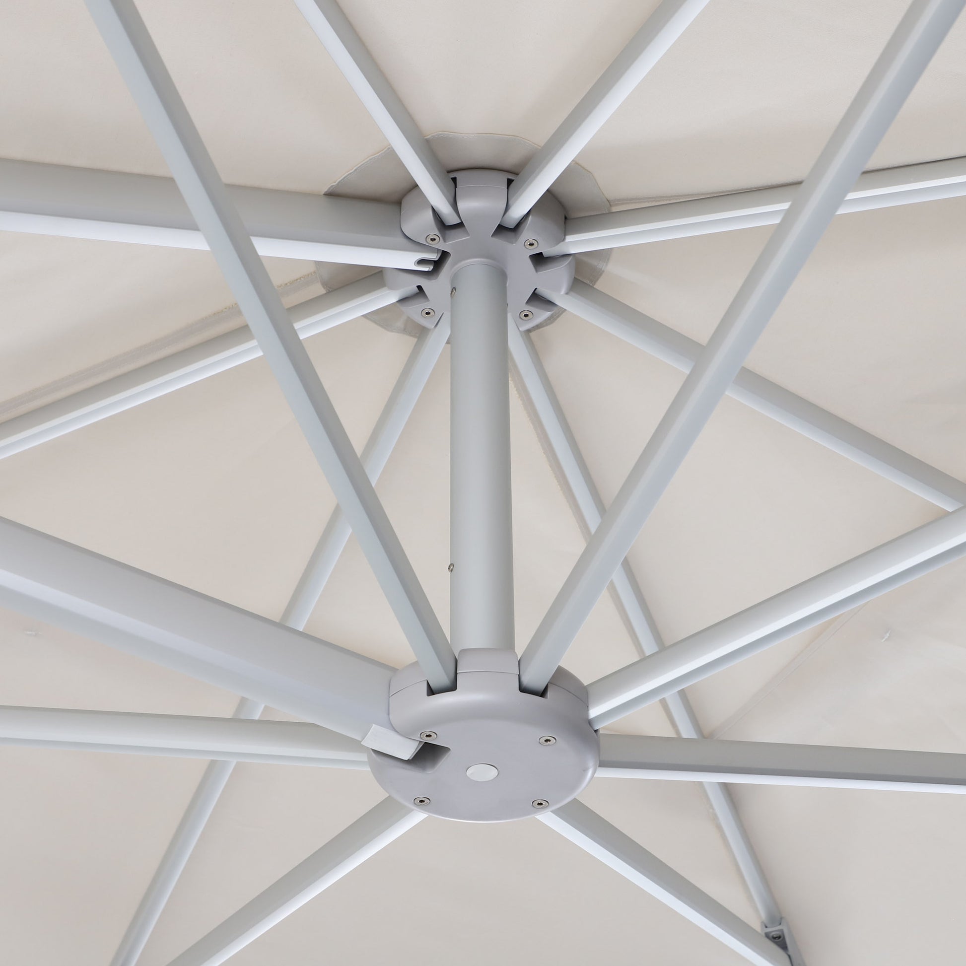 Portofino cantilever umbrella frame and parts view.