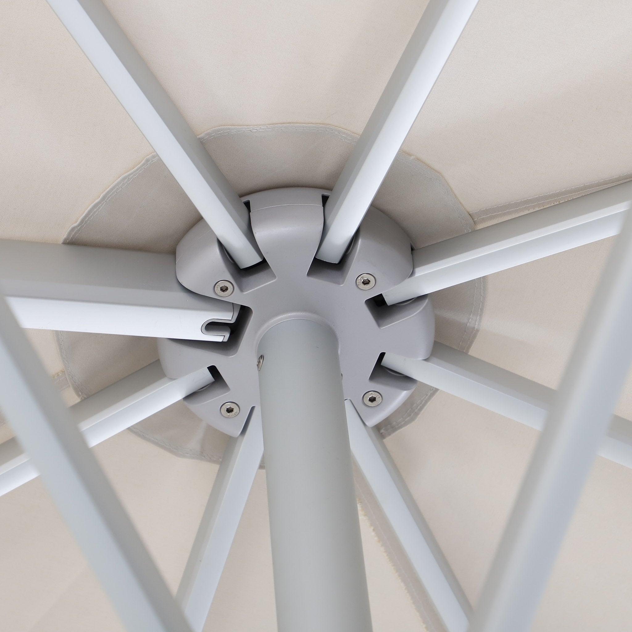 Portofino cantilever umbrella frame and parts view.