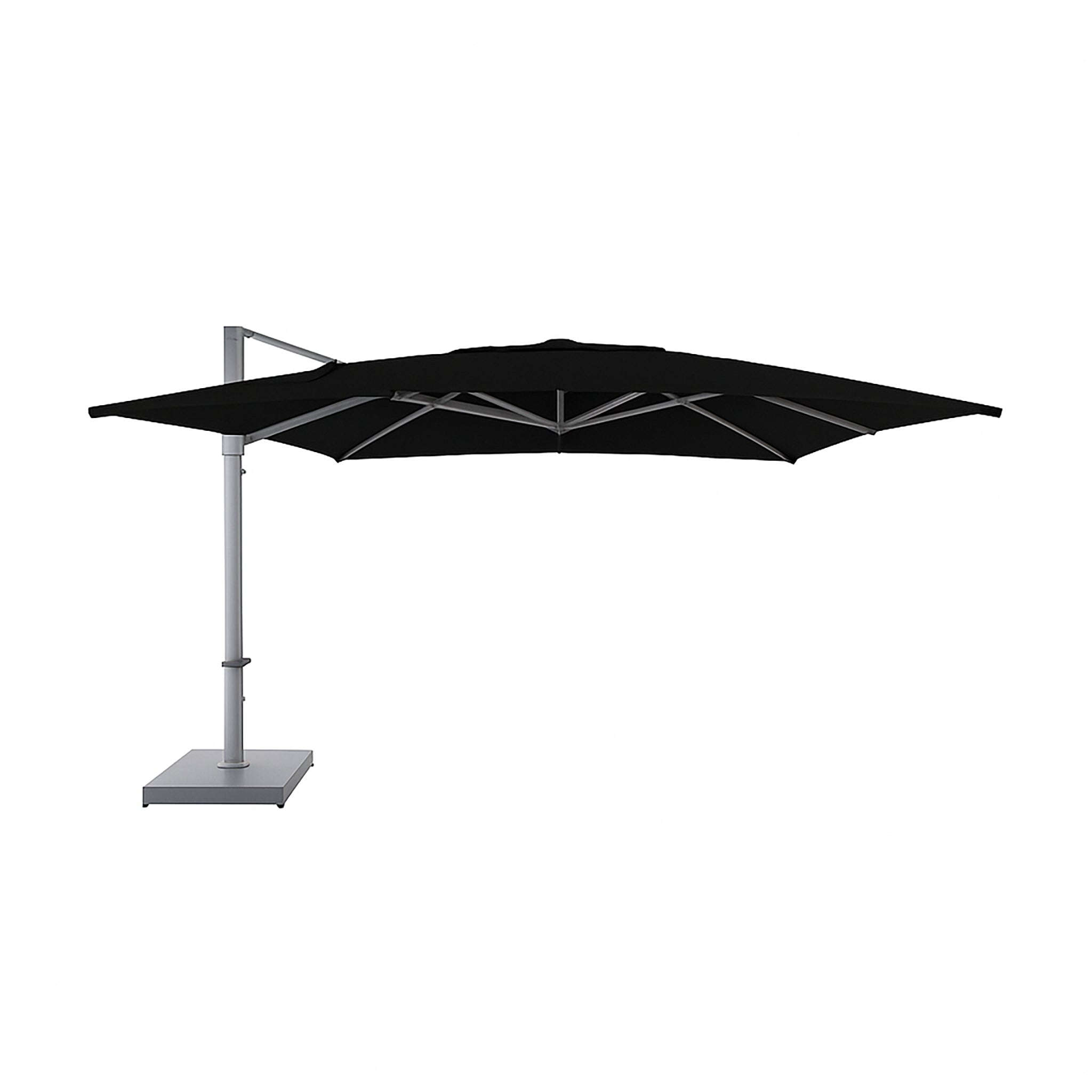 Portofino 4 m cantilever umbrella with black coloured canopy.