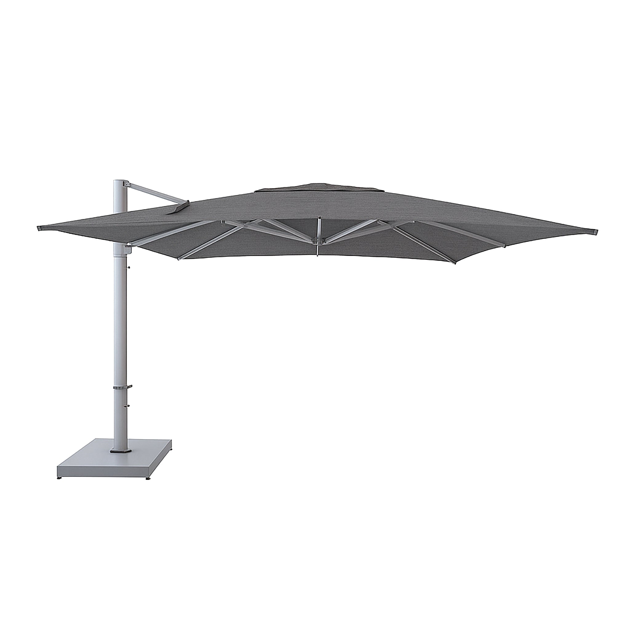 Portofino 4 m cantilever umbrella with grey coloured canopy.