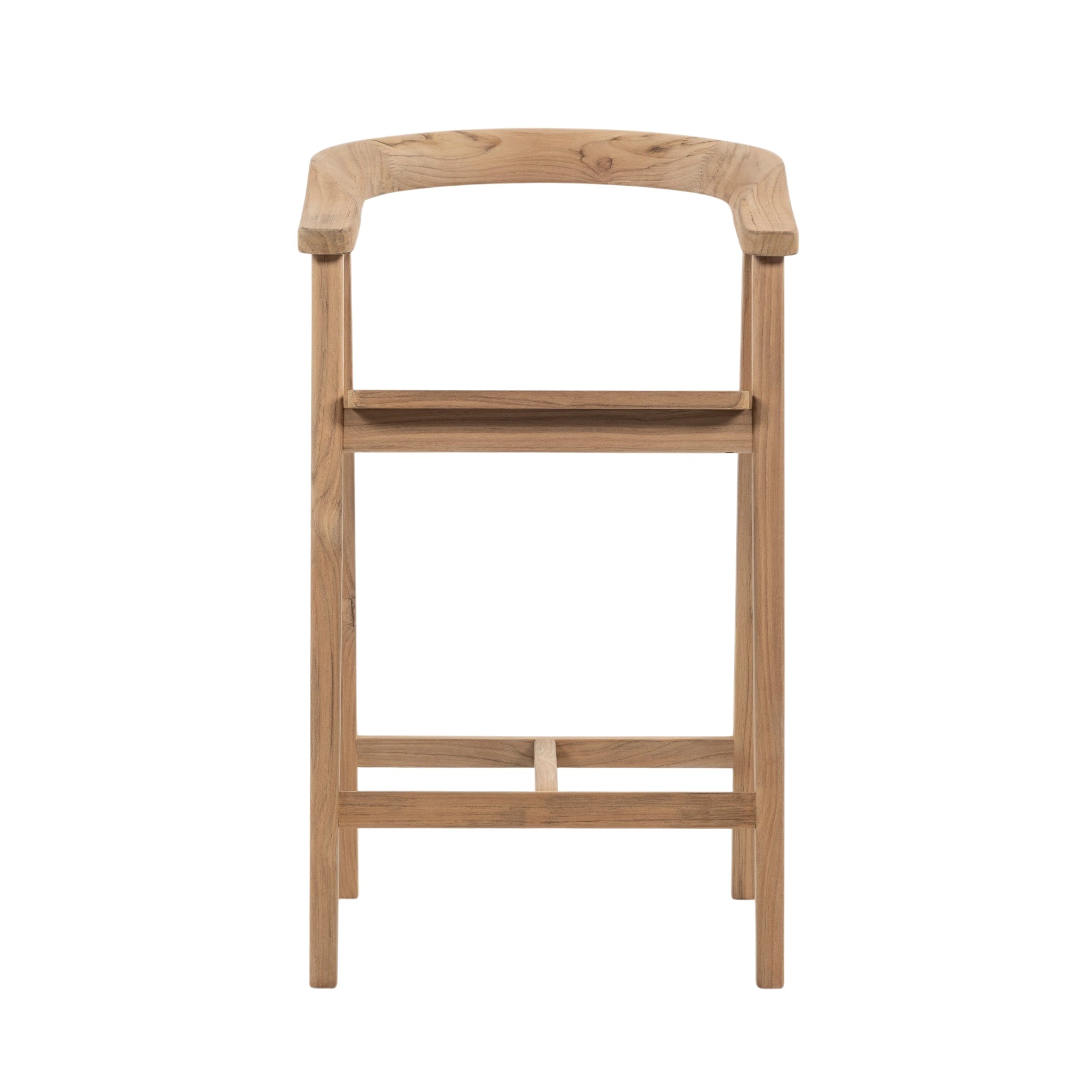 A light natural wood bar stool with a curved backrest, a single seat, and a lower support rail, shown against a plain white background.