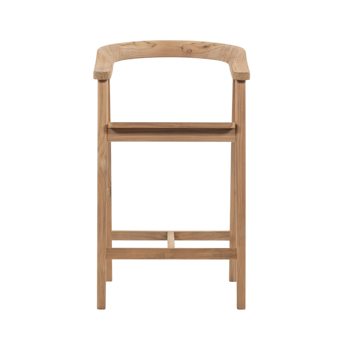 A light natural wood bar stool with a curved backrest, a single seat, and a lower support rail, shown against a plain white background.