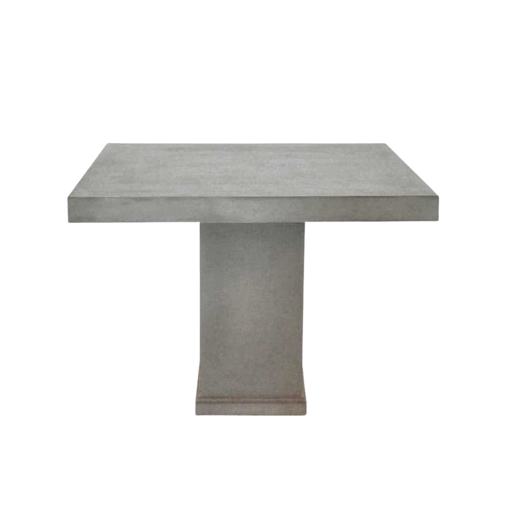Raw Concrete Square Pedestal Dining Table