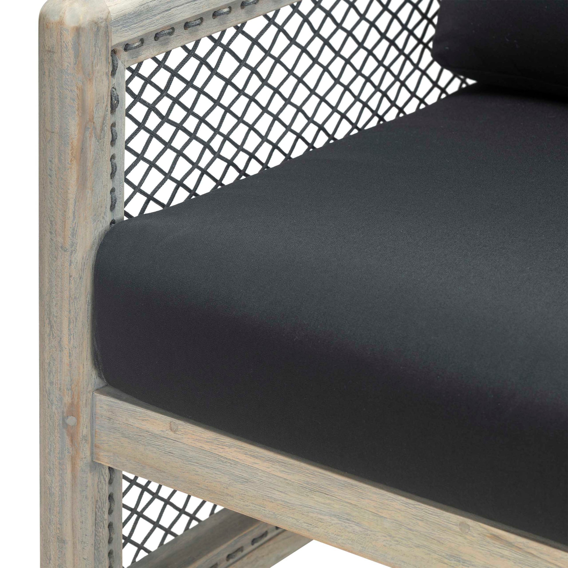 Design Warehouse - 128291 - Rebecca Outdoor Teak and Rope Relaxing Chair (Graphite)  - Graphite