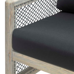 Design Warehouse - 128291 - Rebecca Outdoor Teak and Rope Relaxing Chair (Graphite)  - Graphite