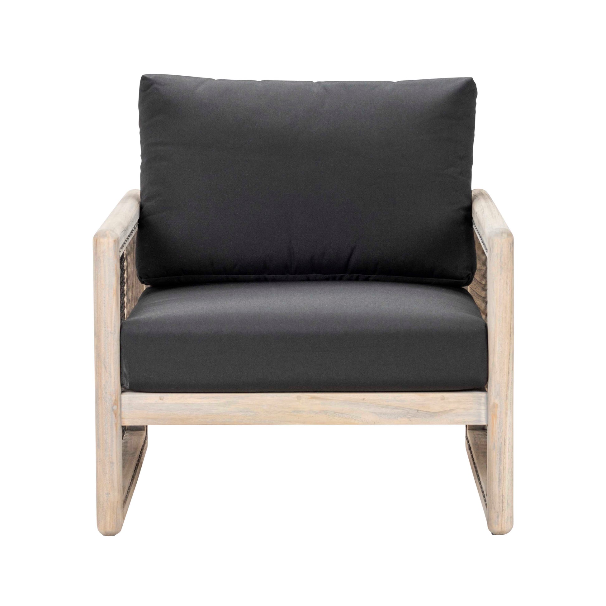 Design Warehouse - 128291 - Rebecca Outdoor Teak and Rope Relaxing Chair (Graphite)  - Graphite