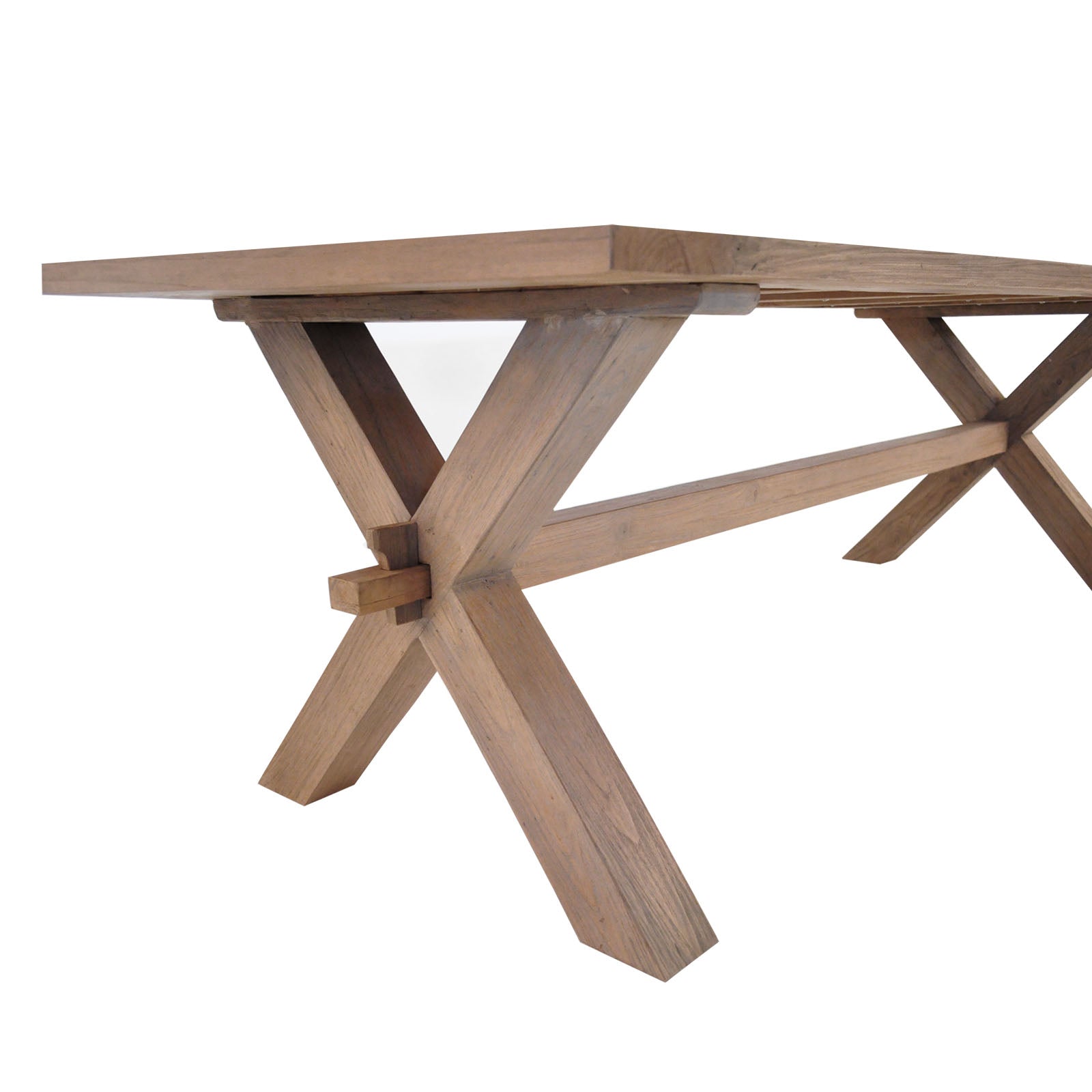 Rustic Reclaimed Teak X-Leg Dining Table