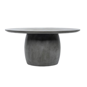 Front of San Remo outdoor round dining table in charcoal colour with a concrete look shown in a white background.