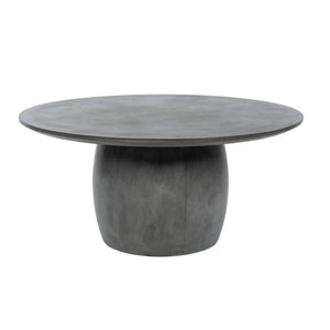 San Remo outdoor round dining table in charcoal colour with a concrete look shown in a white background.