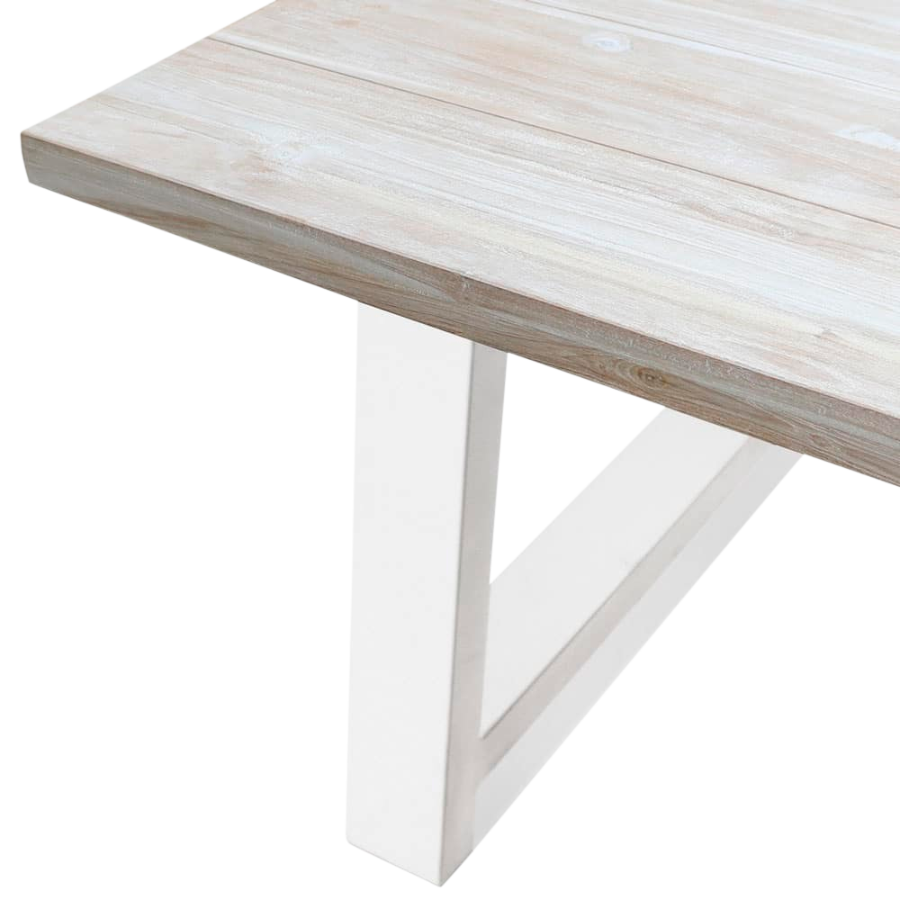 Design Warehouse - Santa Fe Teak and Aluminum Outdoor Dining Table White 127319
