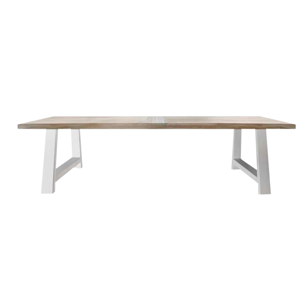 Design Warehouse - Santa Fe Teak and Aluminum Outdoor Dining Table White 127319