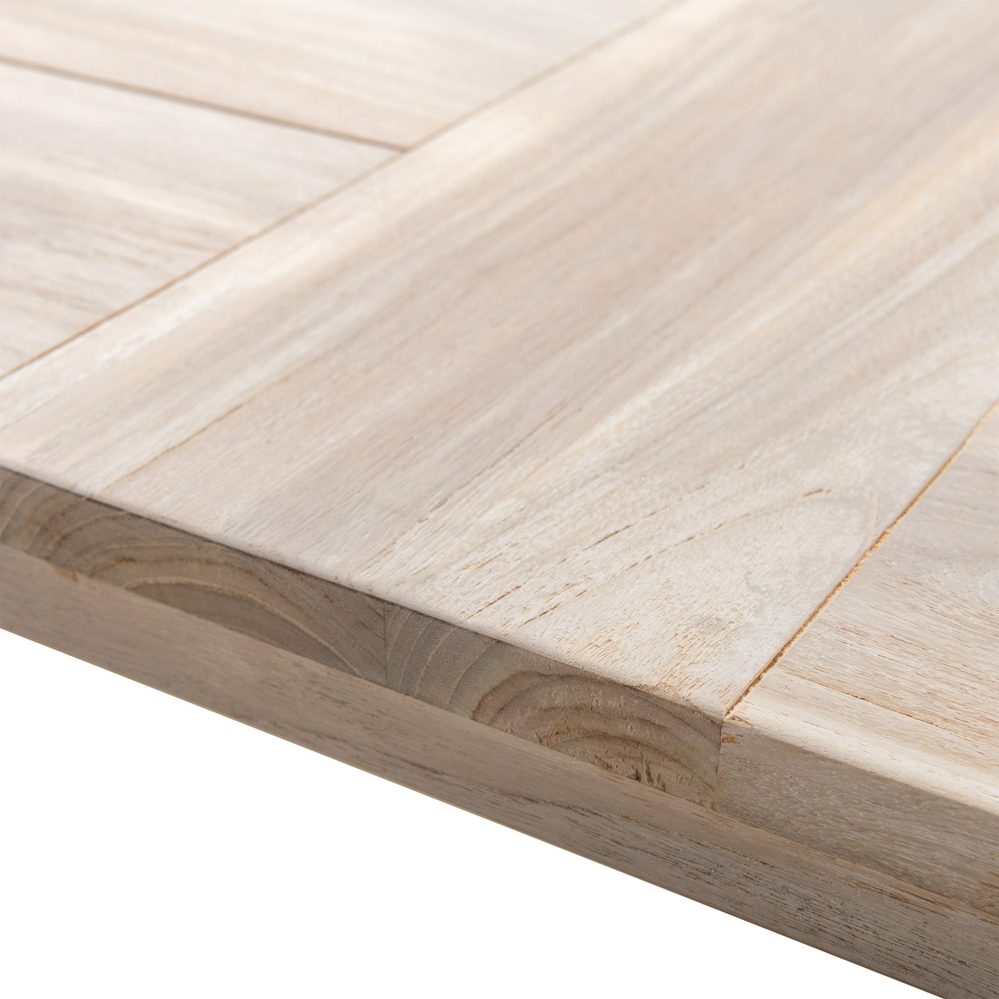 Santa Fe teak and aluminium dining table top closeup