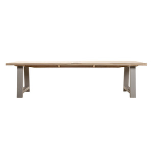 Wooden table with a light finish on a white background