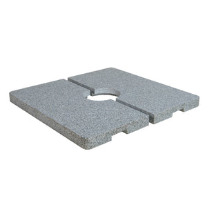 Two gray stone tiles for an umbrella stand with a circular cutout on a white background