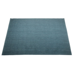 Full view of square handwoven floor rug for the outdoors and a blue colour shade