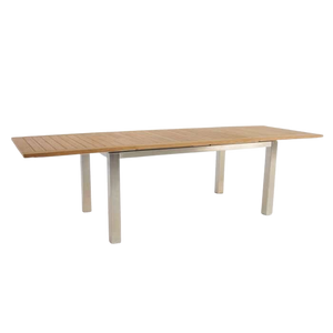 Design Warehouse - 124879 - Stainless Steel and Teak Extension Outdoor Dining Table  - L 165 x W 90 x H 75.5 cm cc