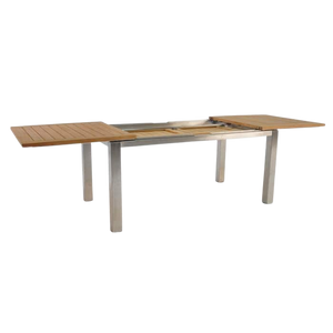 Design Warehouse - 124879 - Stainless Steel and Teak Extension Outdoor Dining Table  - L 165 x W 90 x H 75.5 cm cc