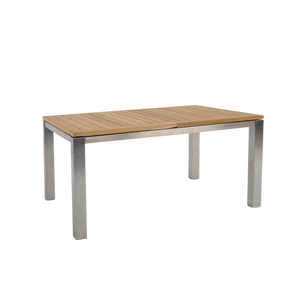 Design Warehouse - 124878 - Stainless Steel and Teak Extension Outdoor Dining Table  - L 150 x W 100 x H 75.5 cm cc