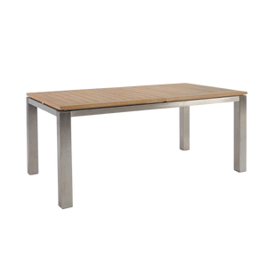 Design Warehouse - 124879 - Stainless Steel and Teak Extension Outdoor Dining Table  - L 165 x W 90 x H 75.5 cm cc