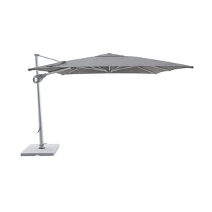 Shadeline St Tropez square cantilever umbrella with grey canopy.