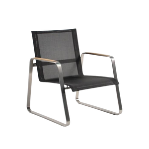 Design Warehouse - 124890 - Summer Stainless Steel Batyline Relaxing Chair  - Black cc