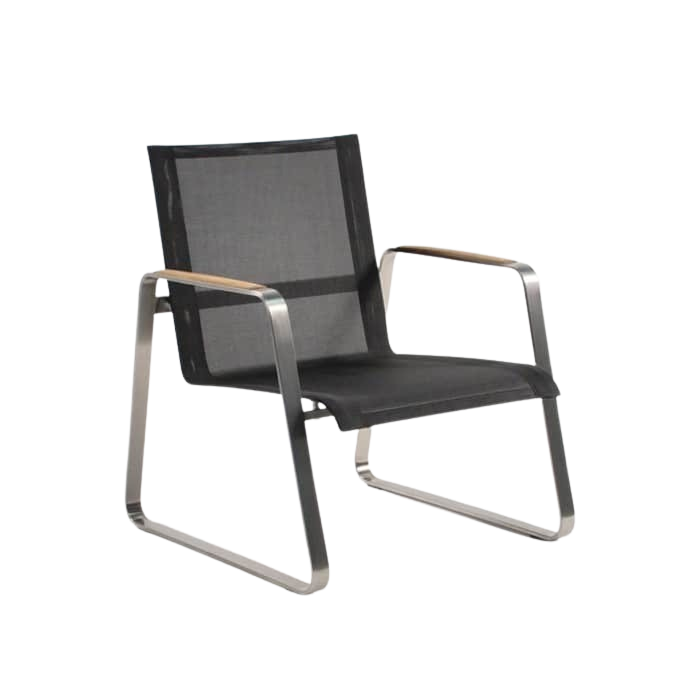 Design Warehouse - 124890 - Summer Stainless Steel Batyline Relaxing Chair  - Black cc