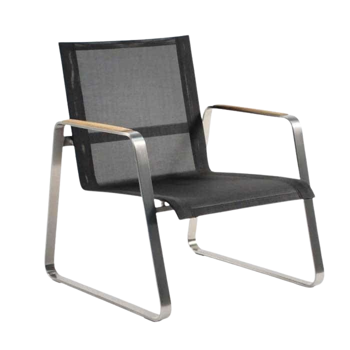 Design Warehouse - 124890 - Summer Stainless Steel Batyline Relaxing Chair  - Black cc