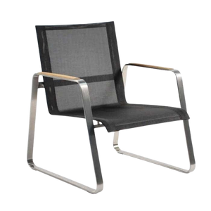 Design Warehouse - 124890 - Summer Stainless Steel Batyline Relaxing Chair  - Black cc