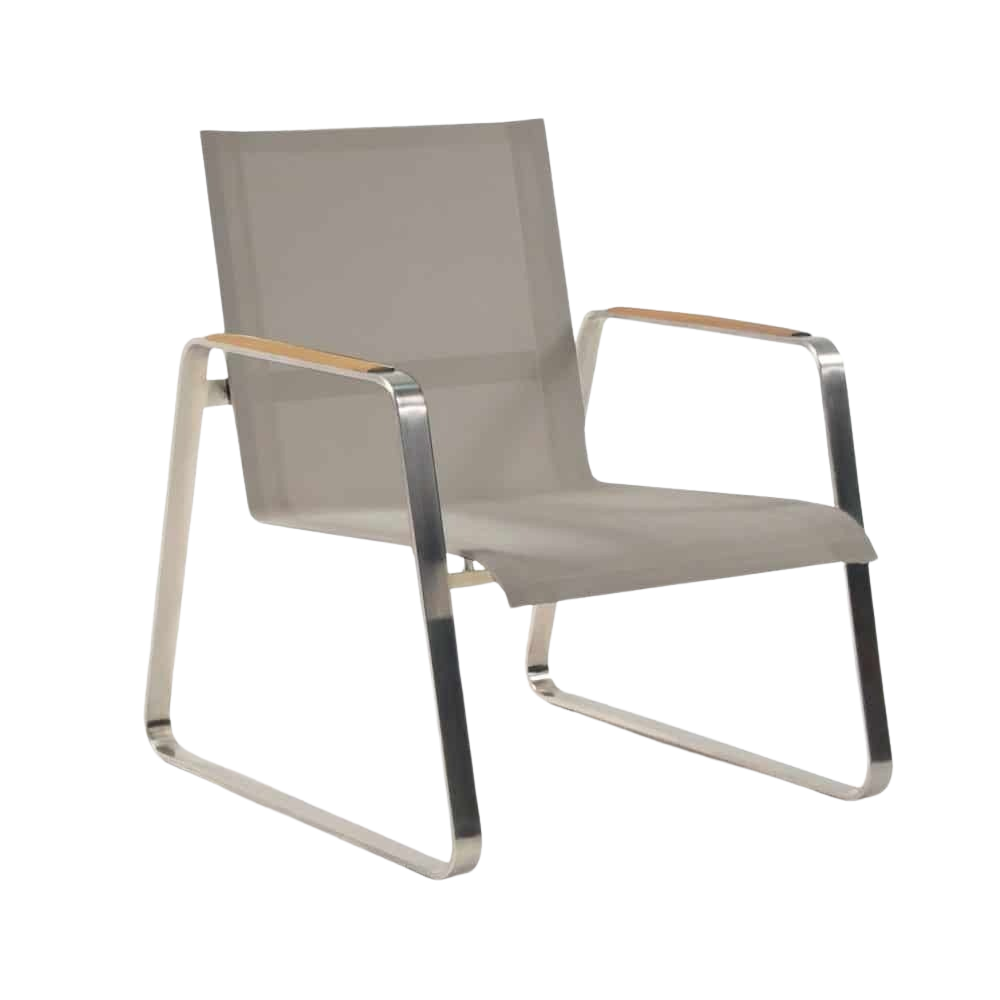 Design Warehouse - 124891 - Summer Stainless Steel Batyline Relaxing Chair  - Taupe cc