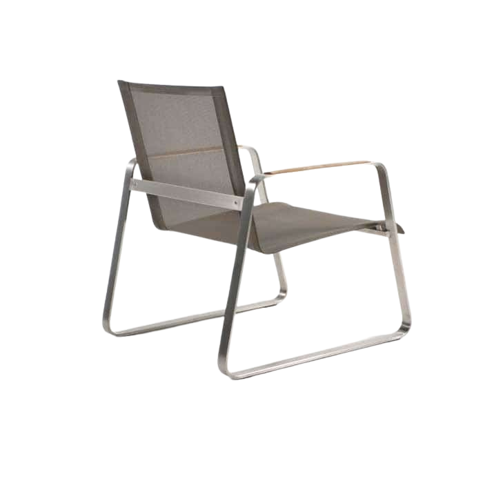 Design Warehouse - 124891 - Summer Stainless Steel Batyline Relaxing Chair  - Taupe cc