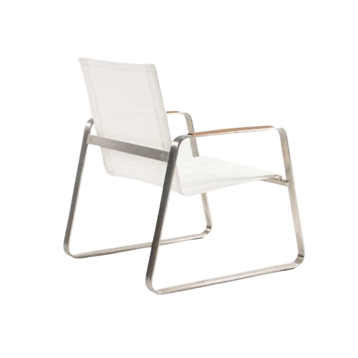 Design Warehouse - 124892 - Summer Stainless Steel Batyline Relaxing Chair  - White cc