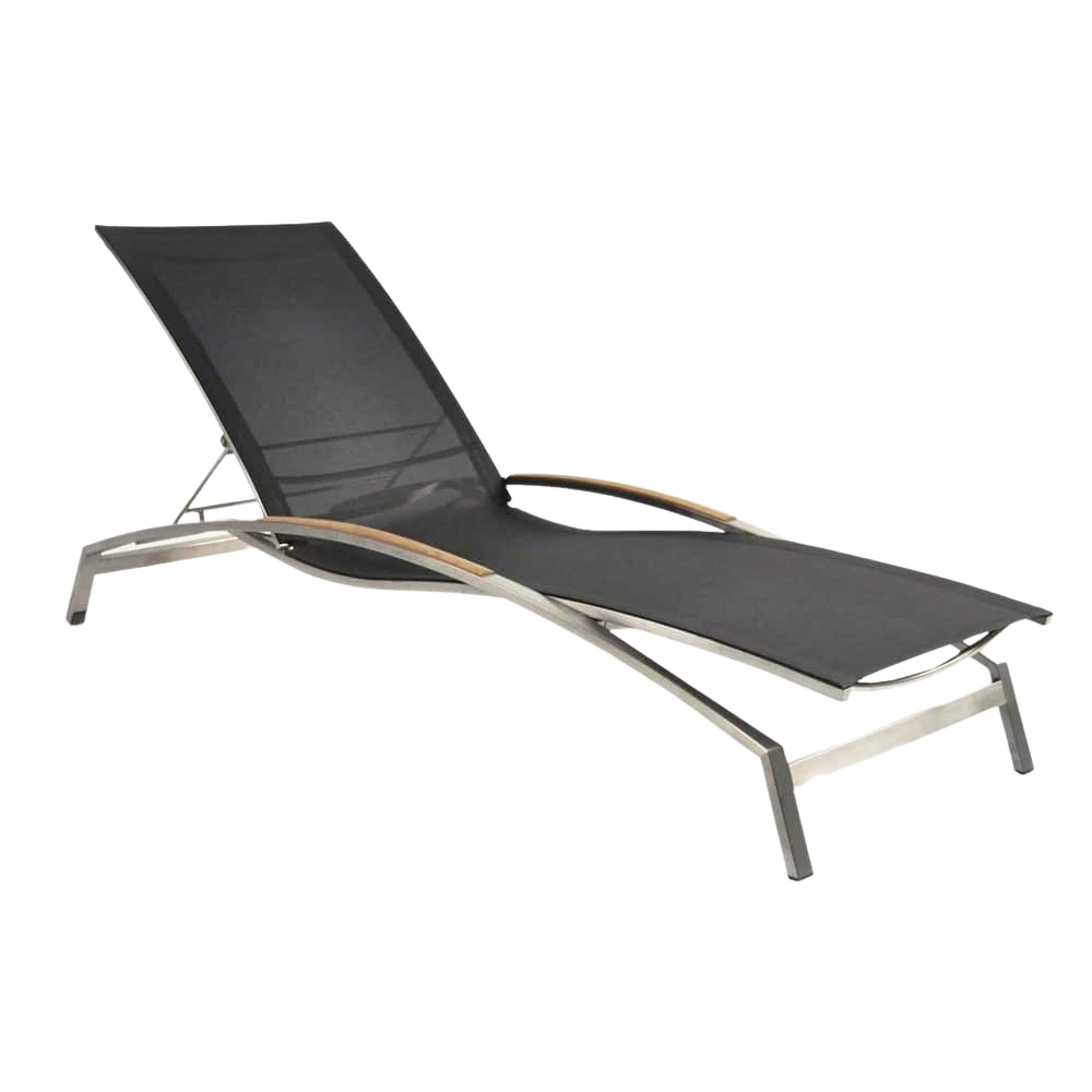 Design Warehouse - 124920 - Summer Stainless Steel and Batyline Sun Lounger  - Black cc