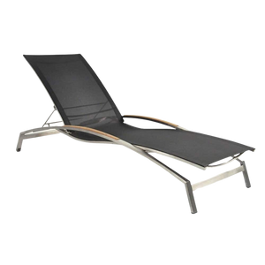 Design Warehouse - 124920 - Summer Stainless Steel and Batyline Sun Lounger  - Black cc