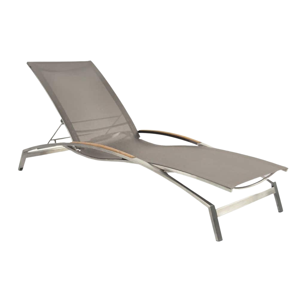 Design Warehouse - 124921 - Summer Stainless Steel and Batyline Sun Lounger  - Taupe cc