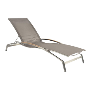 Design Warehouse - 124921 - Summer Stainless Steel and Batyline Sun Lounger  - Taupe cc