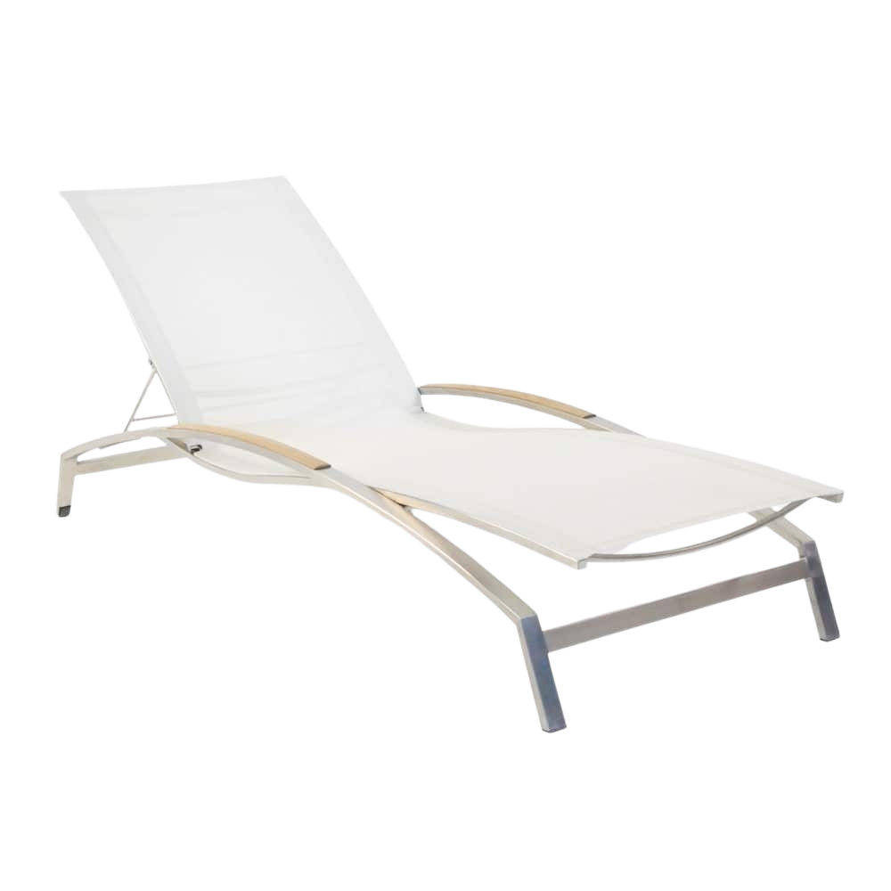 Design Warehouse - 124922 - Summer Stainless Steel and Batyline Sun Lounger  - White cc