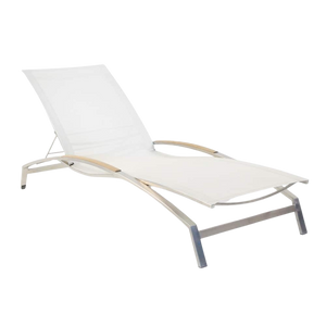 Design Warehouse - 124922 - Summer Stainless Steel and Batyline Sun Lounger  - White cc