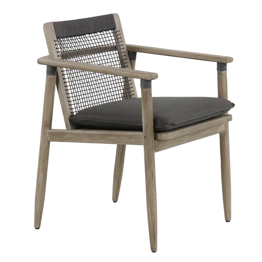 Design Warehouse - 127788 - Sutherland Outdoor Teak and Rope Dining Armchair (Graphite/Clay)  - Clay