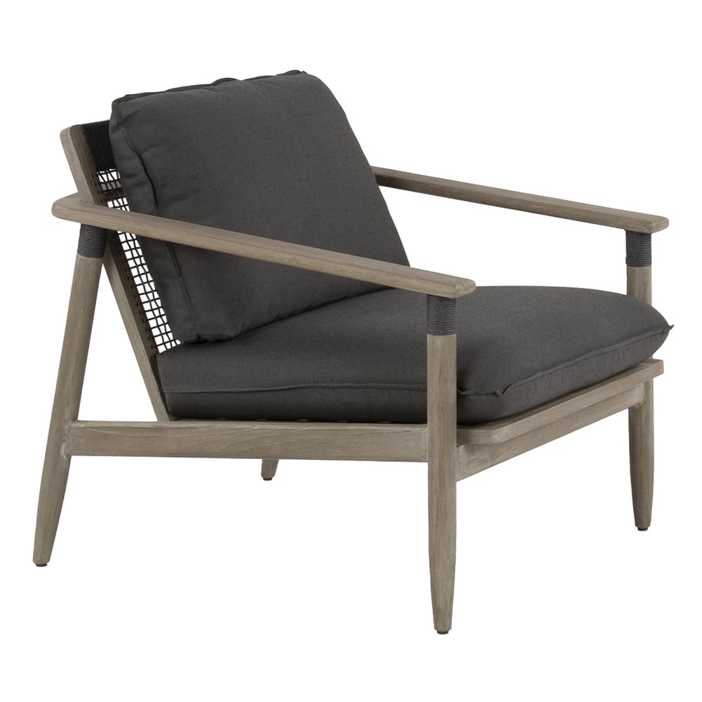 Design Warehouse - 127789 - Sutherland Outdoor Teak and Rope Relaxing Chair (Graphite/Clay)  - Clay