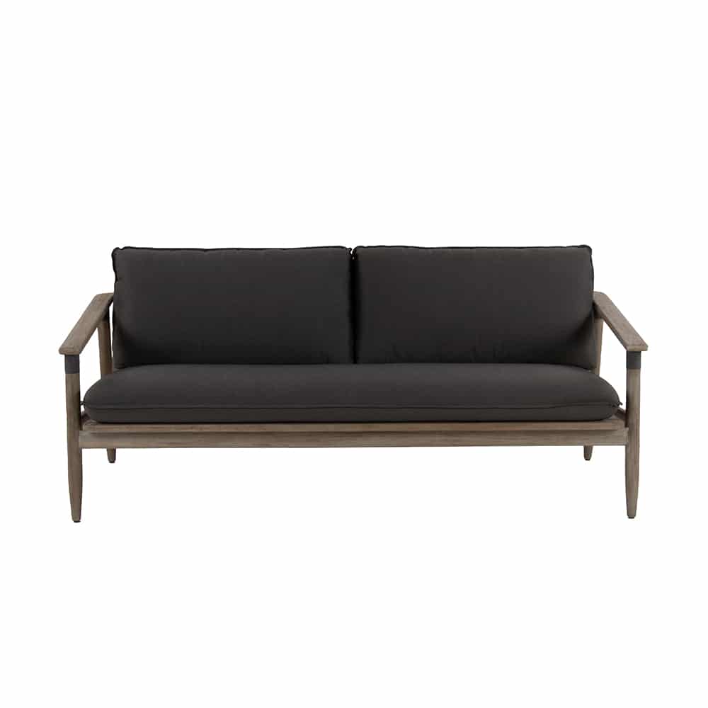 Design Warehouse - 127790 - Sutherland Outdoor Teak and Rope 3-Seater Sofa (Graphite/Clay)  - Clay