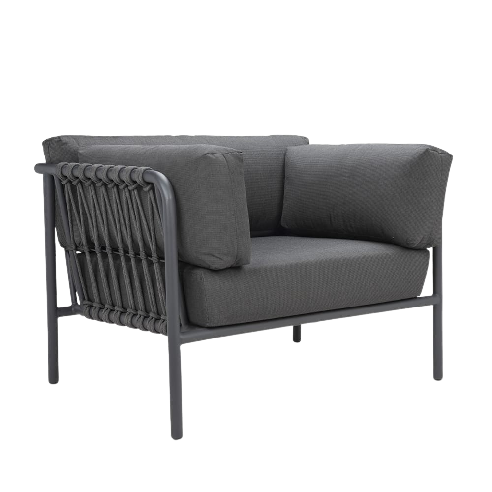 Design Warehouse - 128140 - Toby Outdoor Aluminium and Rope Club Chair  - Graphite cc