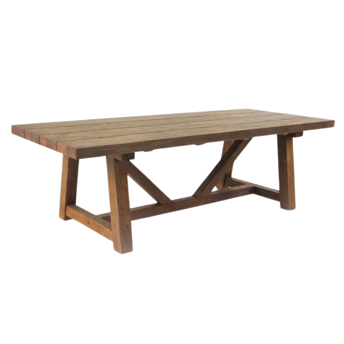 External Timber Table Reclaimed Teak Trestle Table | Outdoor Dining Table