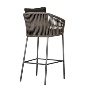 Design Warehouse - 126441 - Washington Rope Outdoor Bar Stool  - Charcoal cc