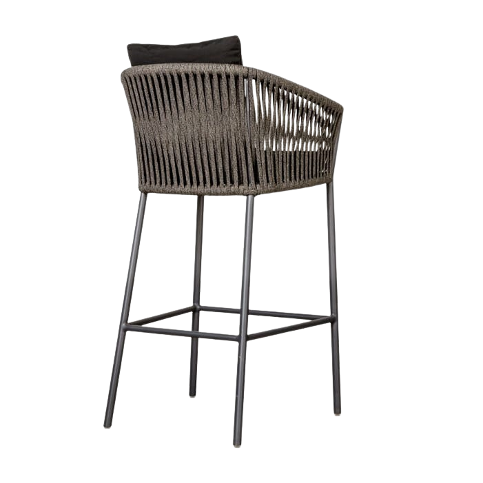 Design Warehouse - 126441 - Washington Rope Outdoor Bar Stool  - Charcoal cc