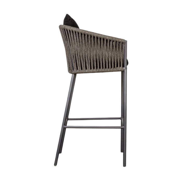 Design Warehouse - 126441 - Washington Rope Outdoor Bar Stool  - Charcoal cc