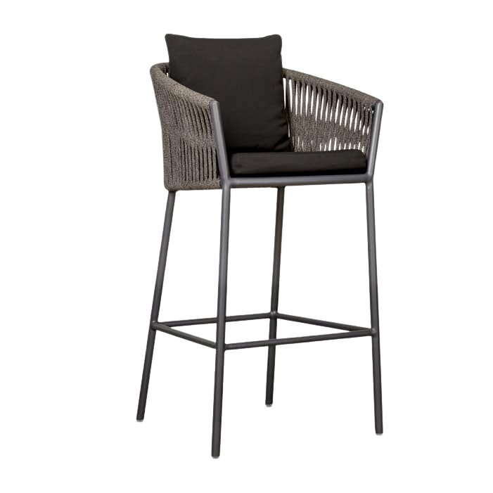 Design Warehouse - 126441 - Washington Rope Outdoor Bar Stool  - Charcoal cc