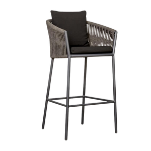 Design Warehouse - 126441 - Washington Rope Outdoor Bar Stool  - Charcoal cc