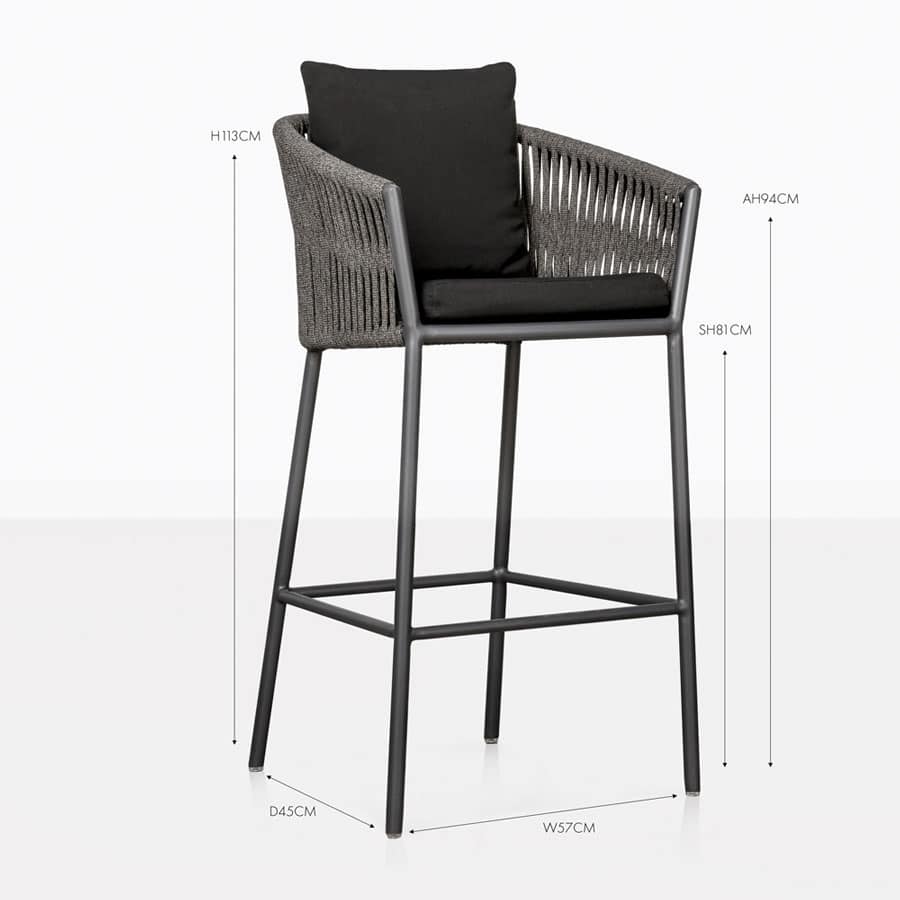 Design Warehouse - 126441 - Washington Rope Outdoor Bar Stool  - Charcoal