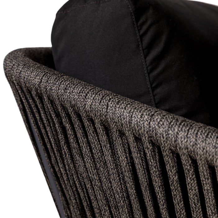 Design Warehouse - 128417 - Washington Rope Outdoor Club Chair (Agora Black Cushion)  - Dark Charcoal cc